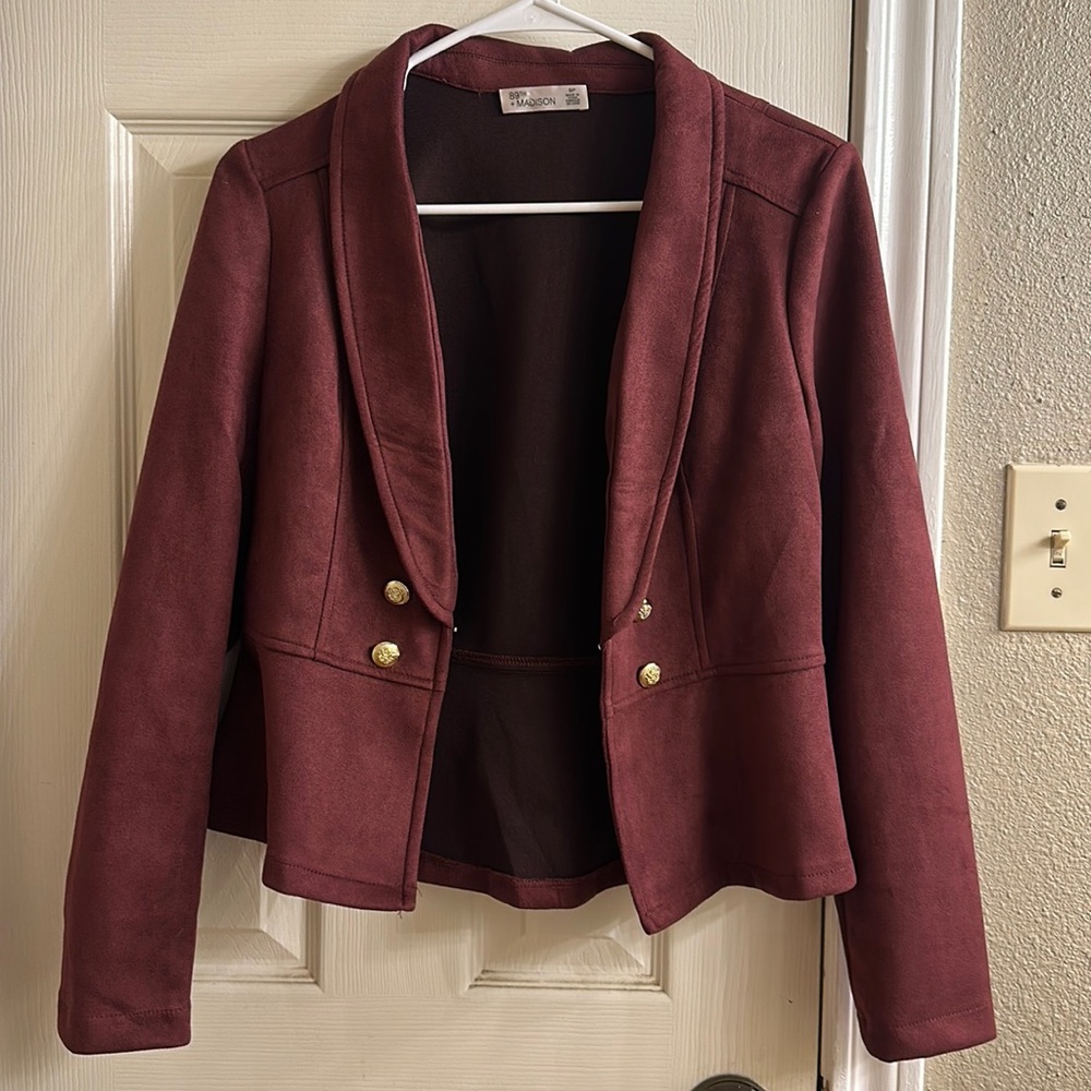 Maroon suede blazer